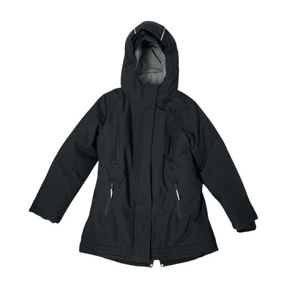 Champion Black Hooded Water Resistant Jacket - Size 6/6X - Picture 1 of 10